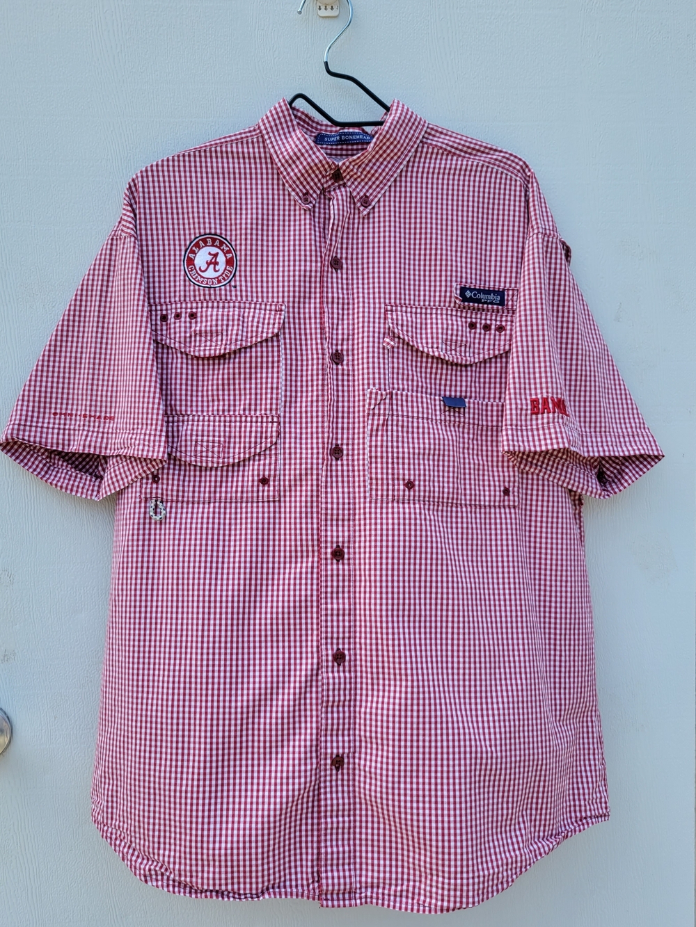 Columbia ALABAMA Short Sleeve Red White Button Down